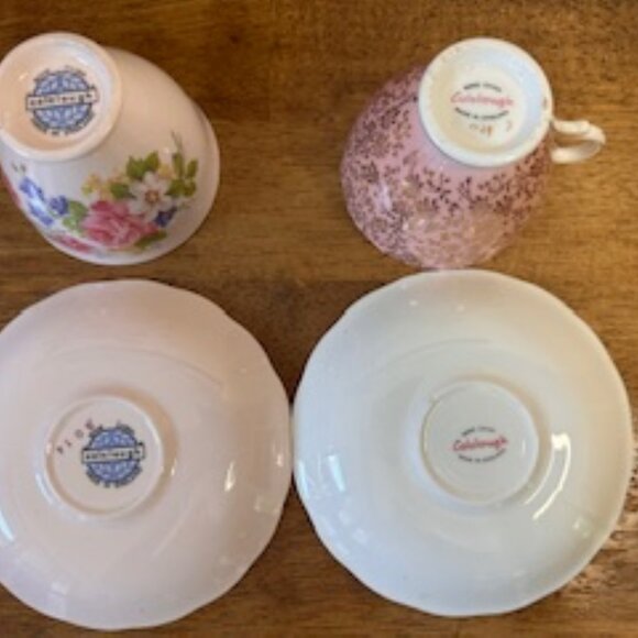 Vintage‎ Colclough Bone China Teacups Saucers Pink Floral Gold Trim England - Picture 6 of 7